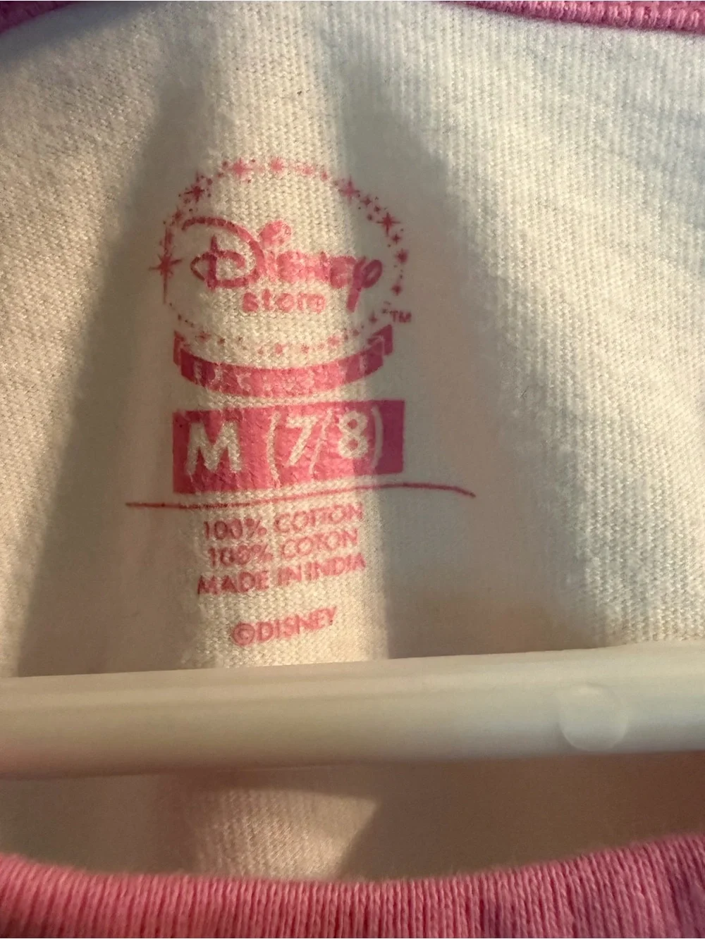 Disney White Mickey Mouse Tee with Pink Trim Graphic 7-8
